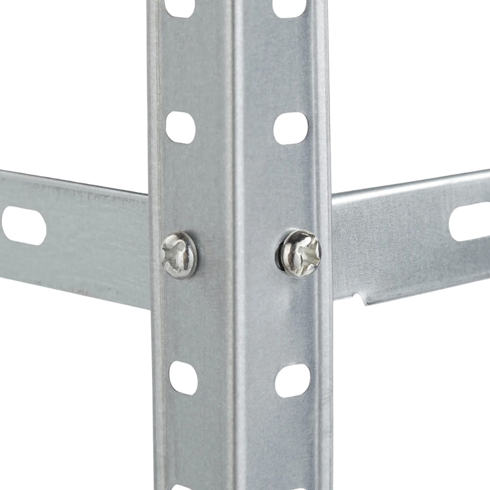 Regał metalowy magazynowy skręcany warsztatowy 5 półek metalowych 180x90x40 300kg — Regał metalowy magazynowy skręcany warsztatowy Hompack24, detal połączenia śrubowego metalowych profili i