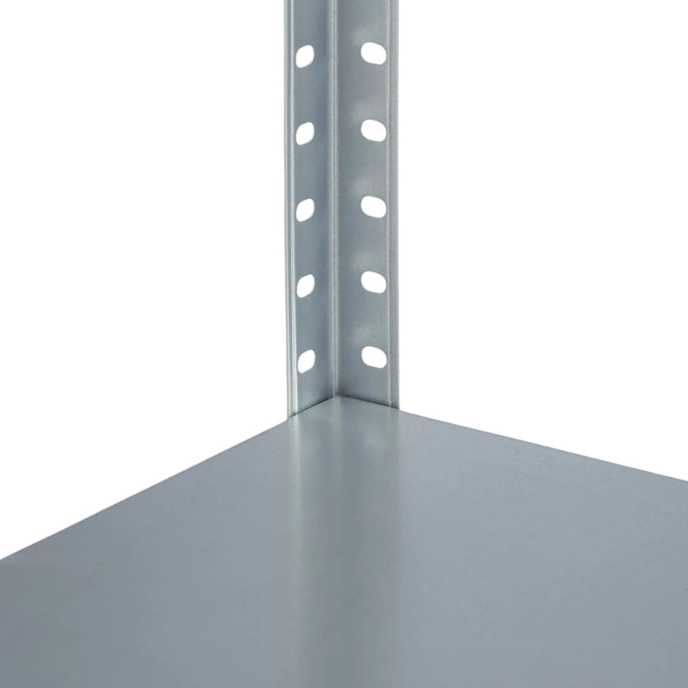 Regał metalowy magazynowy skręcany warsztatowy 5 półek metalowych 180x90x40 300kg — Regał metalowy magazynowy skręcany warsztatowy Hompack24, narożnik półki z perforowaną ramą, wytrzymała metalowa